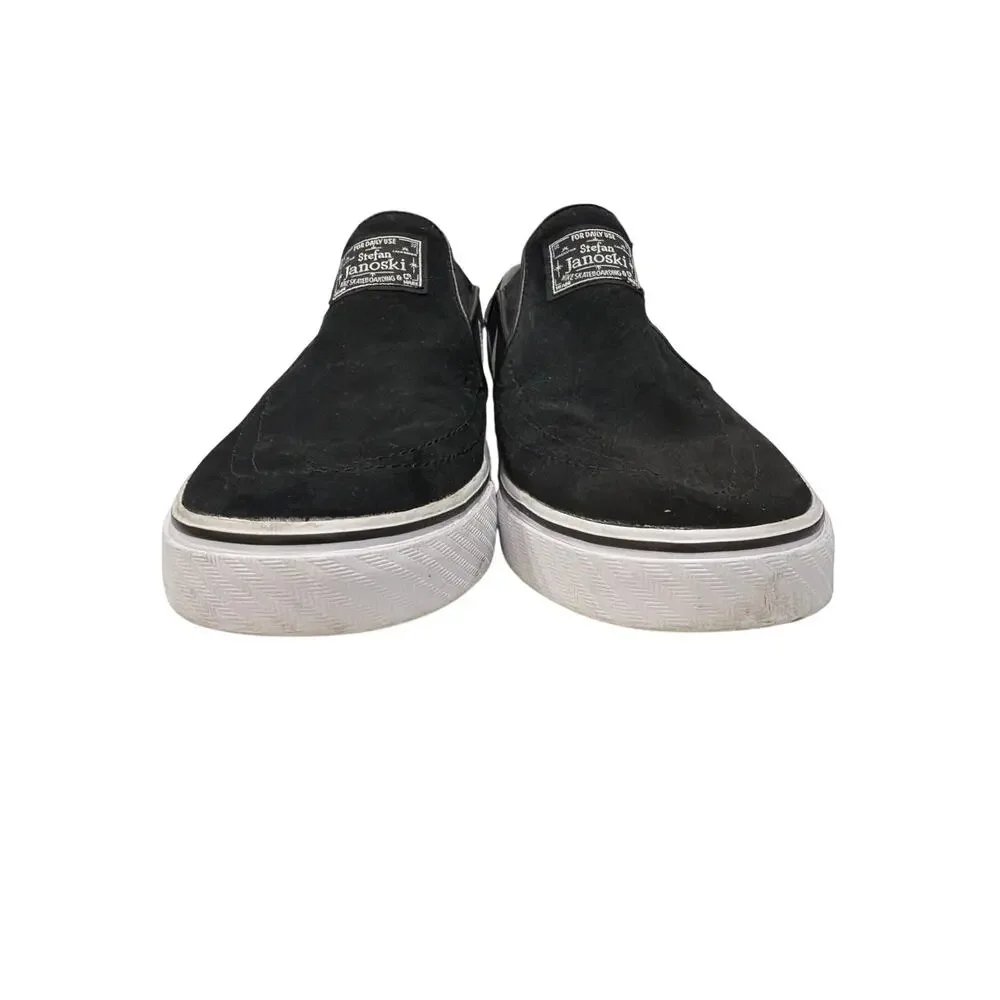 Nike Men's Sz 8 SB Zoom Stefan Janoski Slip-On shoes black Suede white swoosh